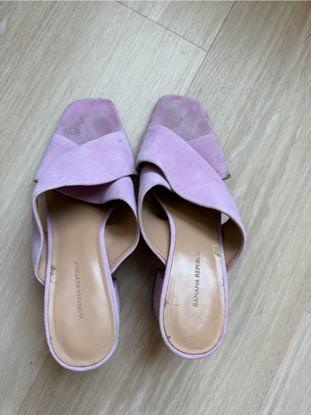 Banana Republic Lilac Suede Crisscross Slide Mules